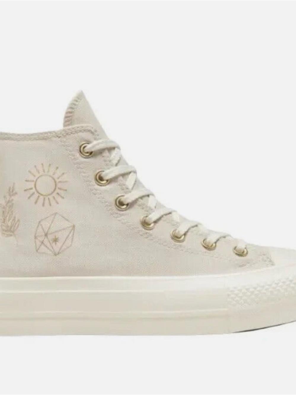 Converse Women's High-Top Ankle Boots in Cream with Gold Eyelets
